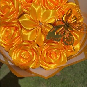Gold and Yellow Party Decorations with Paper Flowers